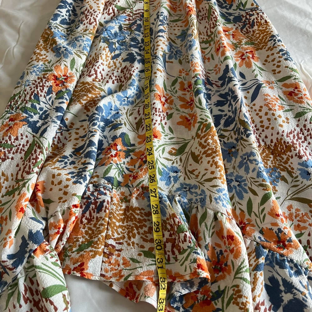 Three Bird Nest Floral Dress with Blue and Orange - Picture 5 of 7